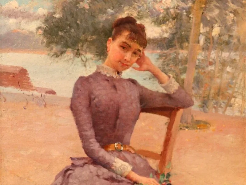1855-Octave Gallian - Giovane ragazza seduta a Le Mourillon